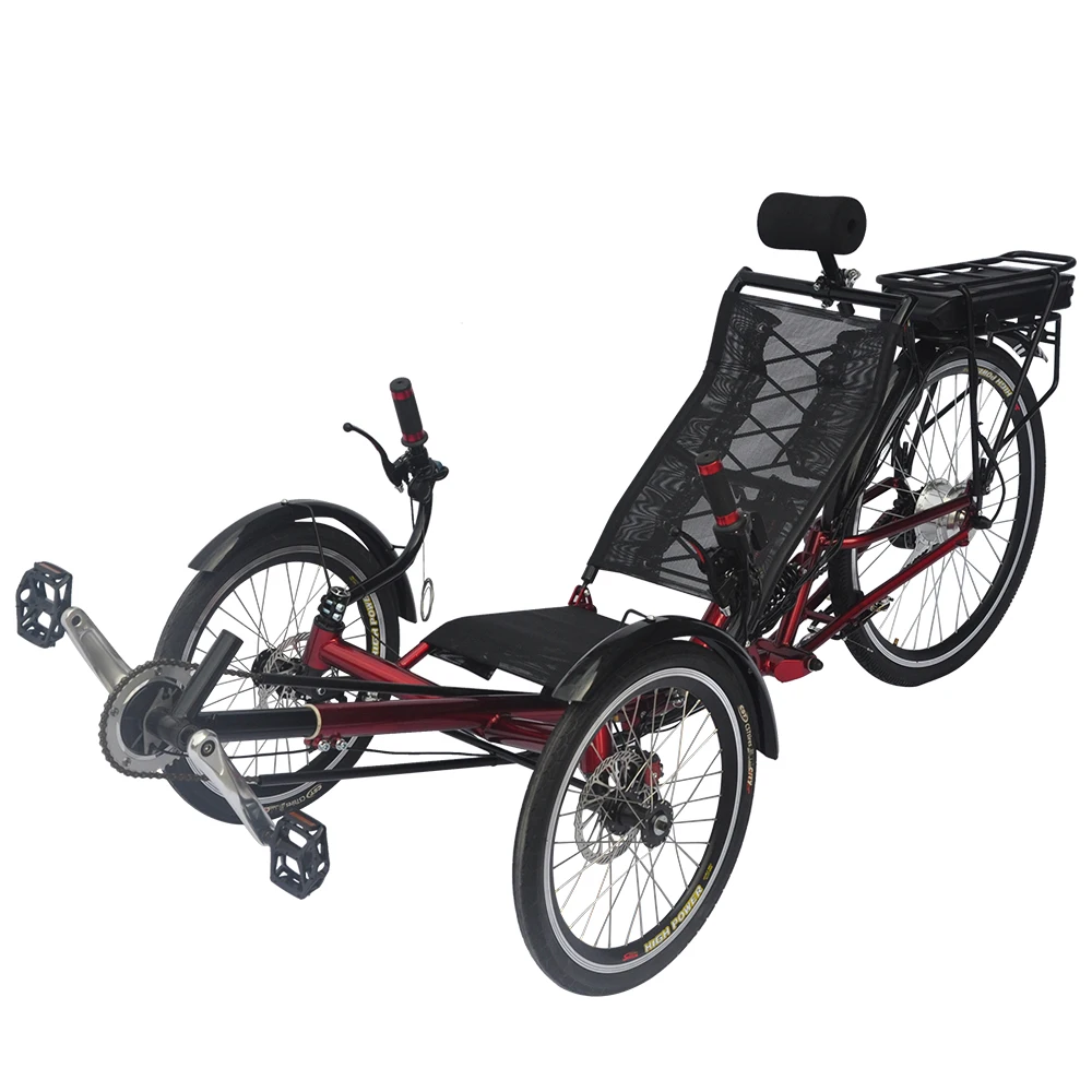 250watt 36V 13Ah Electric Fully foldable Recumbent Trike with Rear Suspension