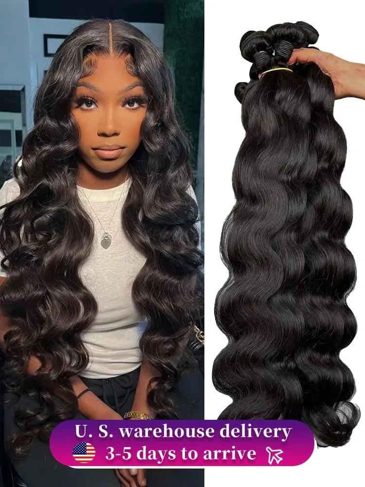 

30 40 Inch Human Hair Bundles Body Wave 3 4 Bundles Indian Unprocessed Black Wavys Double Drawn Virgin Bundles Weave Extensions