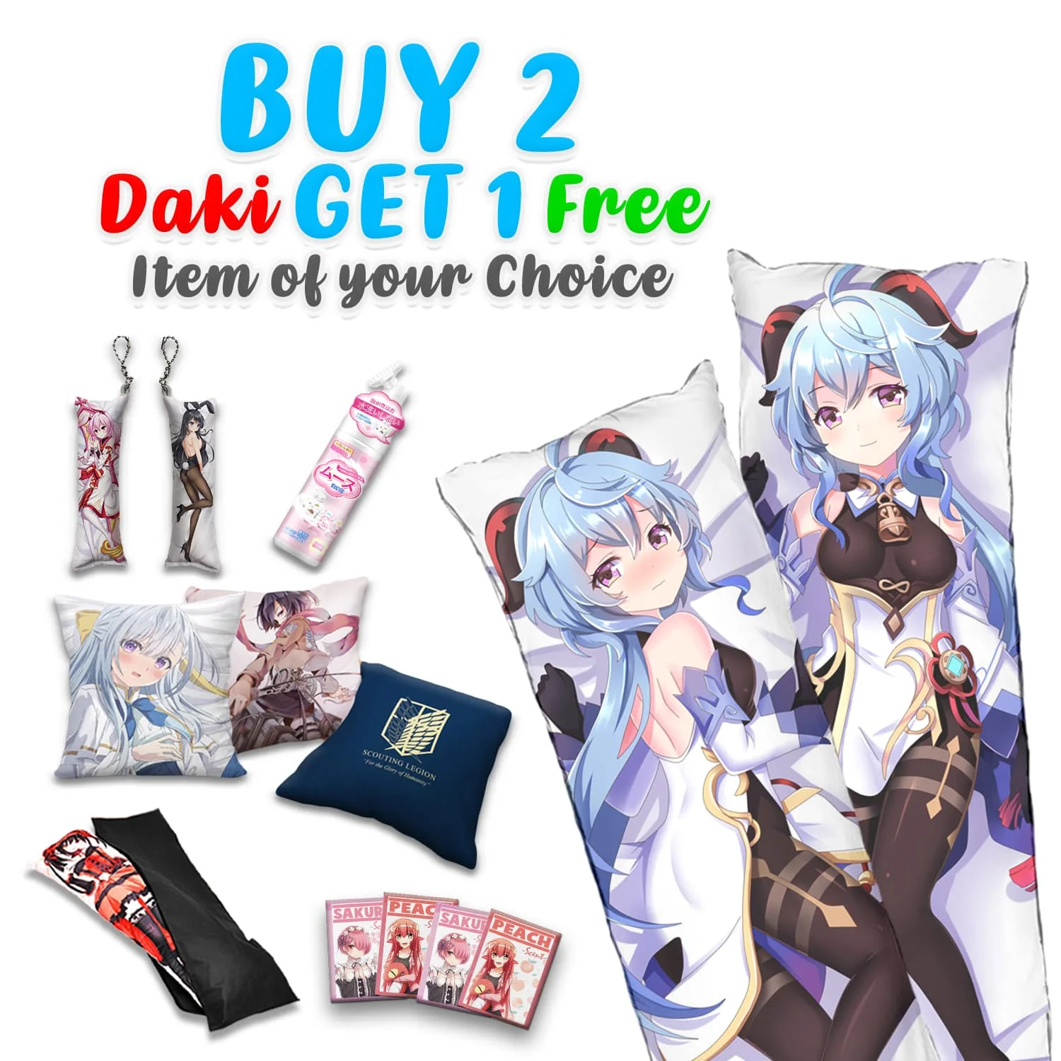 Hobby Express B1G1 + Freebie Custom Made Dakimakura Japanese Otaku Waifu Life Size Doublesided Print Hugging Body Pillow Cover