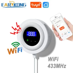 Tuya-Detector de fugas de Gas Natural, Sensor inalámbrico de fugas de Gas Combustible, WiFi, 433MHz, alarma de seguridad para el hogar y la cocina, aplicación Smart Life