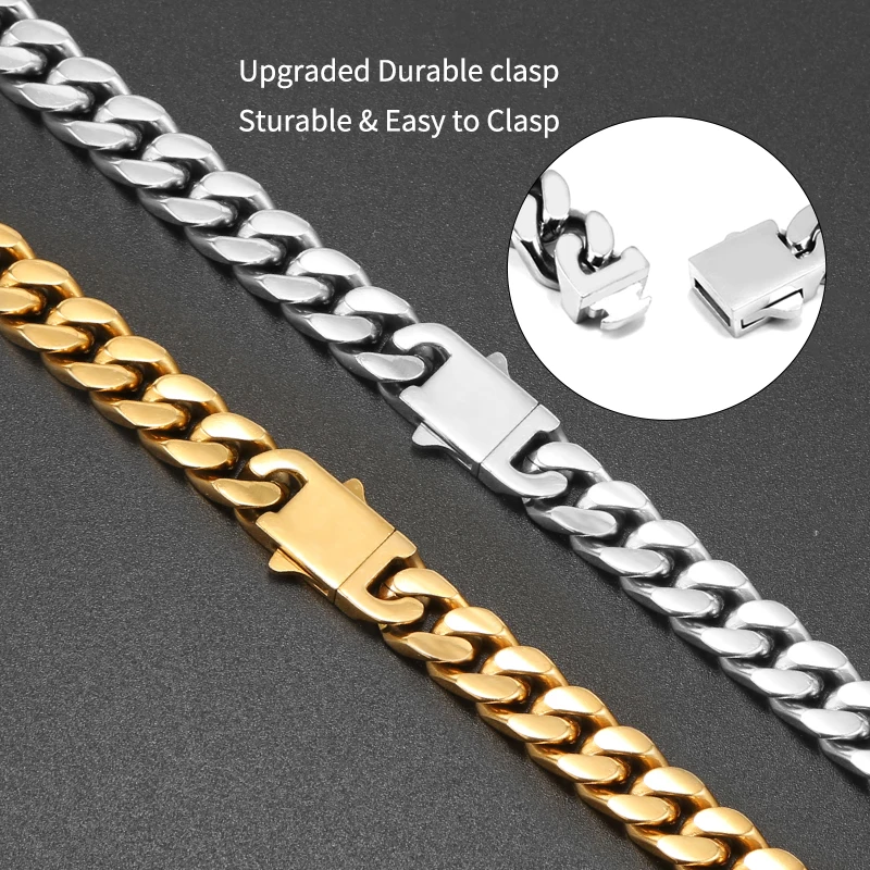 1 pieza de collar de cadena de acero inoxidable 316L, pulsera, cadenas cubanas de Hip Hop, joyería de moda que no se decolora para mujeres y