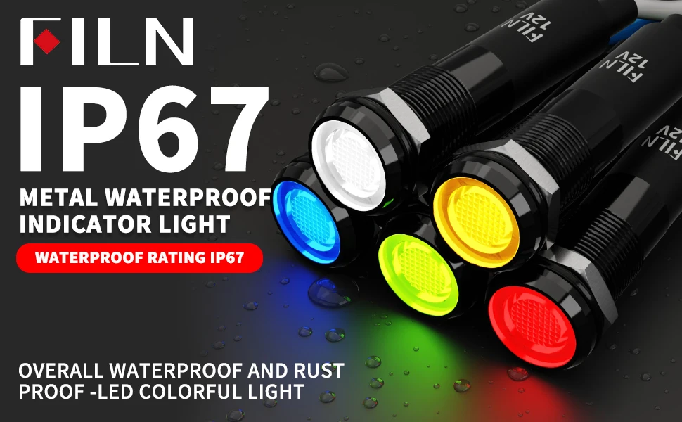 3 Stück 8mm Metall-LED-Anzeigeleuchte 12V 24V 110V 220V IP67 Wasserdichte Signallampe Flachkopf-Säulenwarnleuchte für Auto und Zuhause – Detail 1