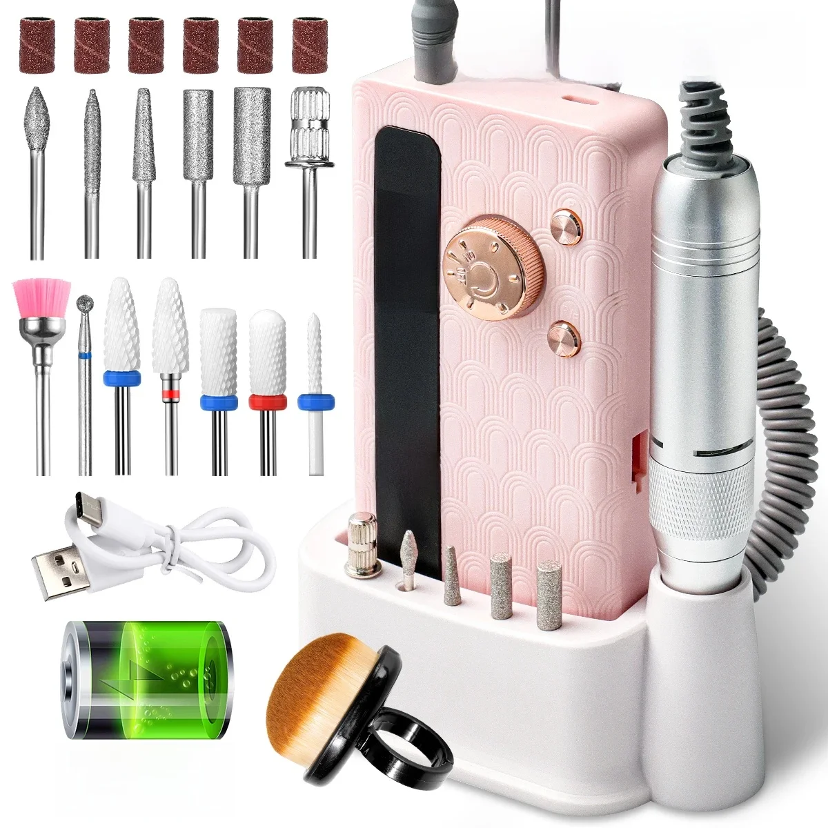35000/45000 RPM Oplaadbare Nagelboormachine Professionele Draagbare Elektrische Manicure Bestand voor Nagels Gel Polish Verwijderen Slijpen - afbeelding 2