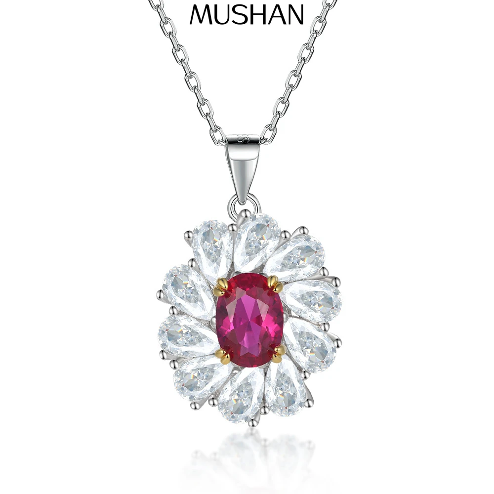 

MuShan Luxury Jewelry 925 Sterling Silver Necklace Zircon 7A Grade Lariat Office Ladies Rhodium Plated Premium Jewelry Pendant