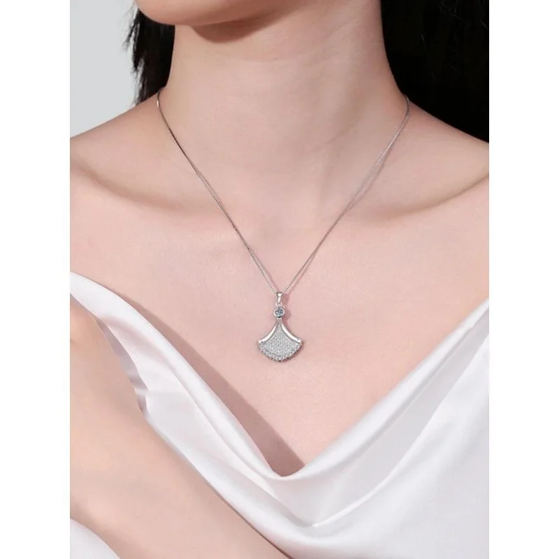 Официальный магазин MoisaLuxe GRA Moissanite Plata, стерлинговое серебро 925, маленькая юбка, кулон, ожерелье для женщин, цепочка на ключицы, ювелирные изделия