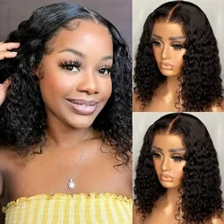 Deep Curly Bob Wigs Human Hair 13x4 Lace Transparent Lace Frontal Human Hair Wig PrePlucked Lace Wigs for Women Cheap Wig OnSale