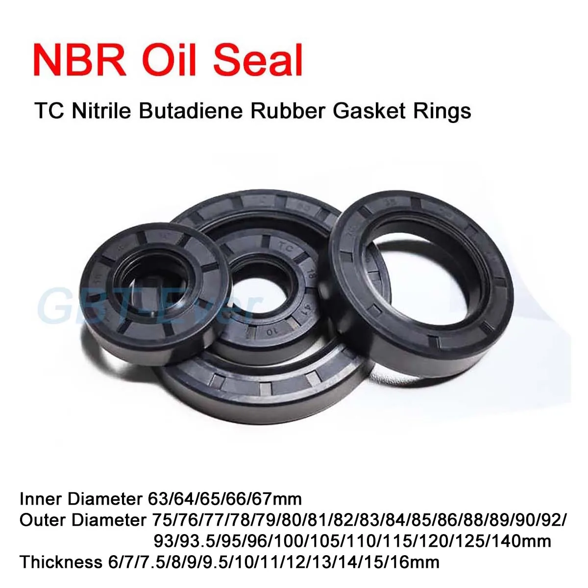 NBR Framework Oil Seal ID 63/64/65/66/67mm OD 75-140mm TC Nitrile Butadiene Rubber Gasket Rings Cover Double Lip with Spring