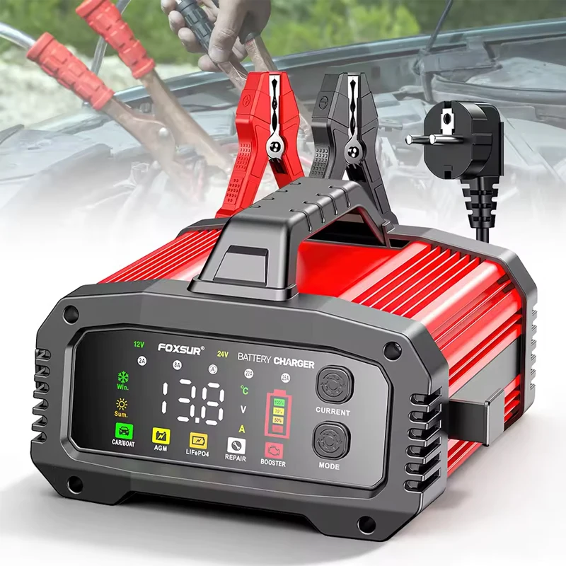 Chargeur de batterie Portable pour voiture et moto, 25a/15a, 12V/24V, intelligent, Lithium AGM GEL, plomb-acide, LiFePO4