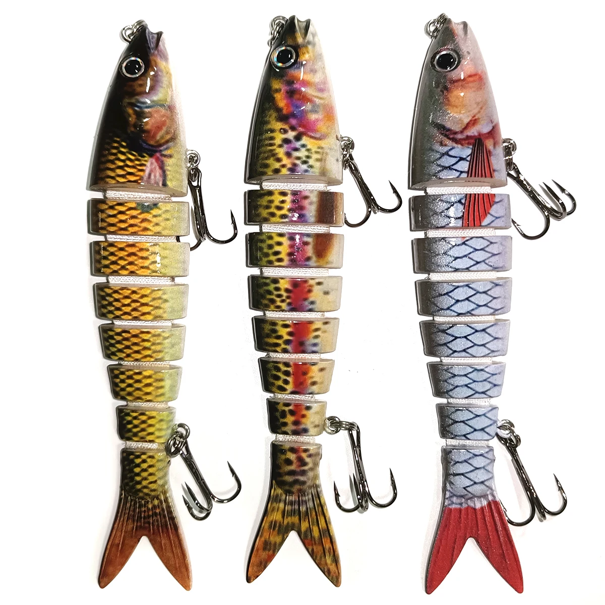 3pcs Segment Fishing Lure 13cm 19g/10cm 15g Multi Jointed Swimbait Slow Sinking Fishing Bait Wobblers for Fishing Bass, Pike