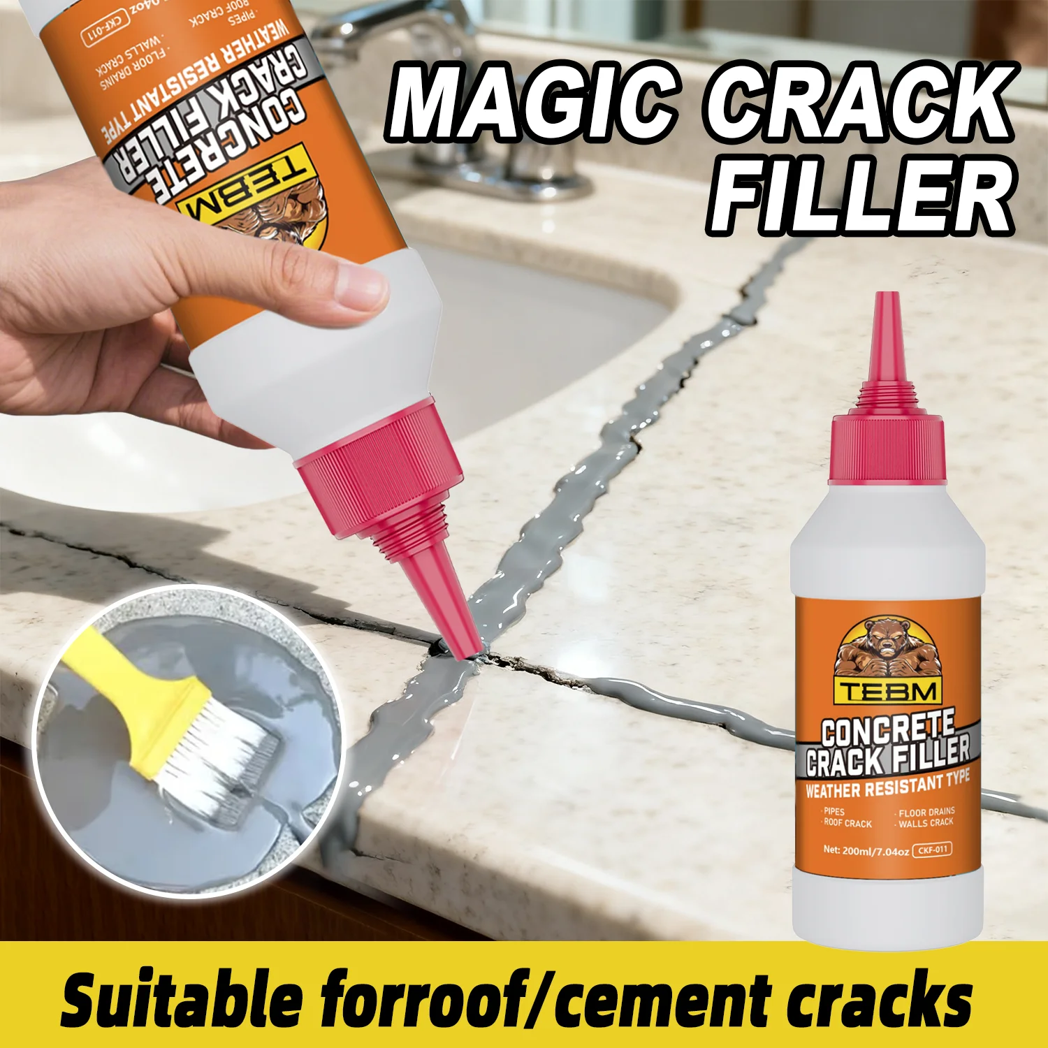 Concrete Gap Filler Flexible Water-based Waterproof Crack Repair Adhesive—Ideal for Sidewalks, Foundations, and Garage Floors
