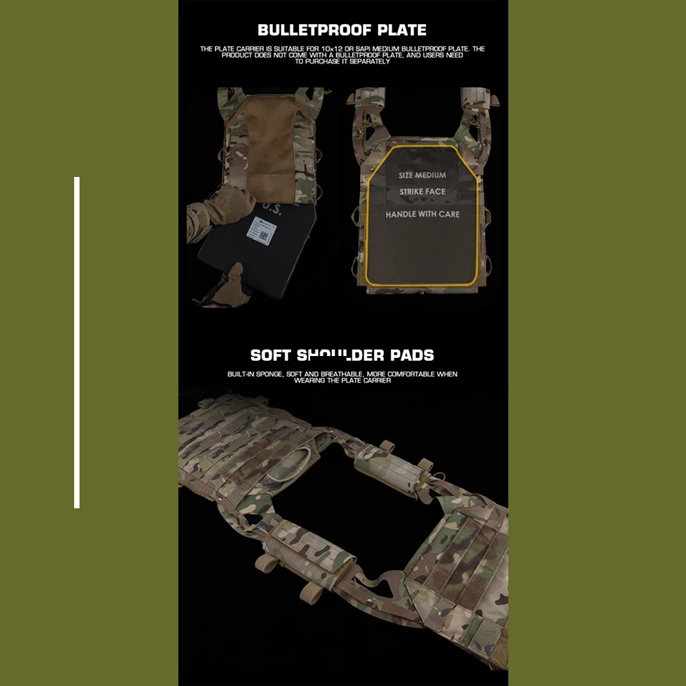 مجموعة حامل اللوحة التكتيكية JPC3.0 من سلسلة R مع نظام مولي مجهزة الاعتداء وحقيبة راديو ثلاثية المجلات ومعدات الغابة