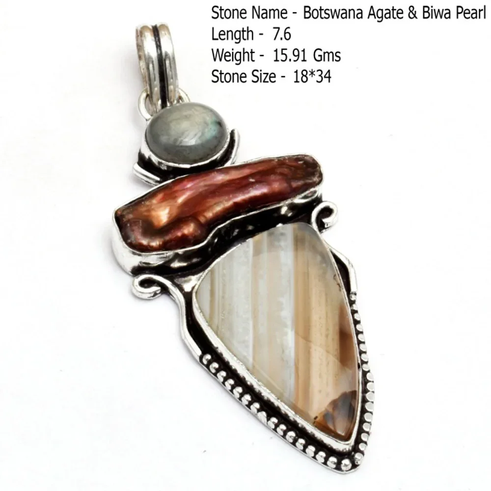 Genuine Labradorite Ruby Emerald Amethyst Moonstone Agate Sapphire Unakite Bloodstone  Onyx  Pendant