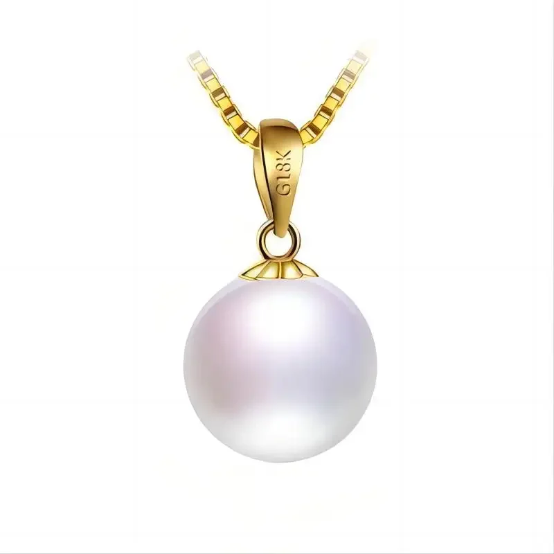 Dainashi 100% original 18 Karat Weiß/Gold echt hohe qualität runde perle anhänger mit kette