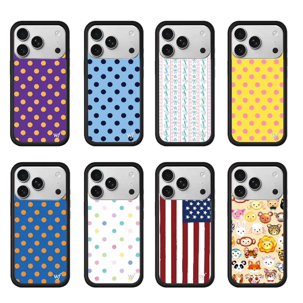 

Wildflower INS Polka Dot Phone Case for 17 12 13 14 15 16 Pro Max 16 Plus 15 pro Case 3D WF Cute Cherry Strawberry Cartoon Cover