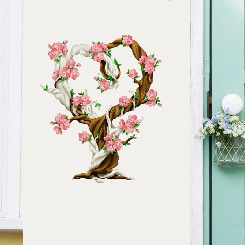 Three Ratels CF565 Leisurely rural style  Cartoon green tree Decal family decoration wall decal toilet Decal