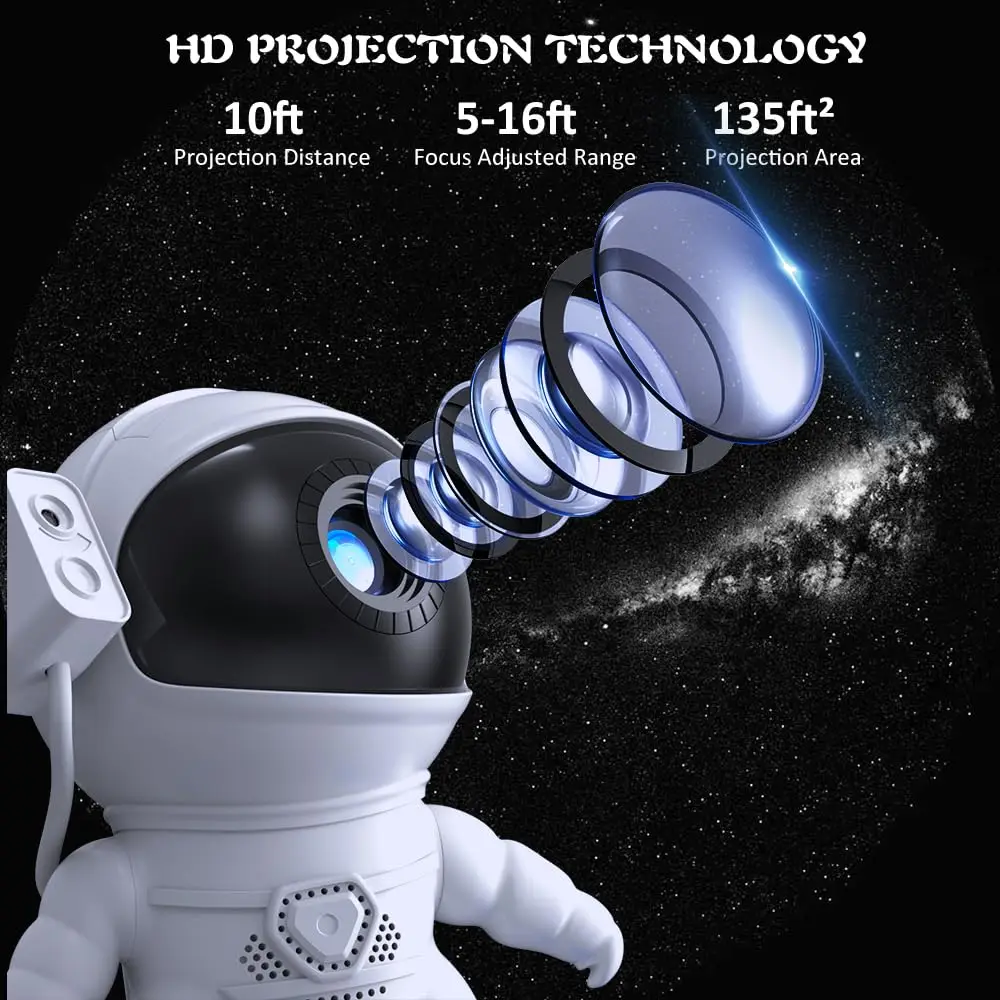 Imagem -05 - Astronaut Star Projector Luz Noturna Ultra Clear Galáxia 4k Substituível 13 Discos Galácticos Rotação 360 Graus