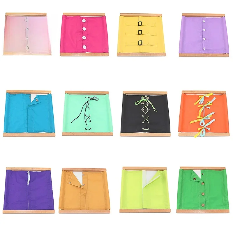 Montessori Kids Toy Baby Dressing Frame 12Pcs Praktyczne życie Nauczanie Nauka Edukacyjne Szkolenie Przedszkole Brinquedos Juguets — zdjęcie 2