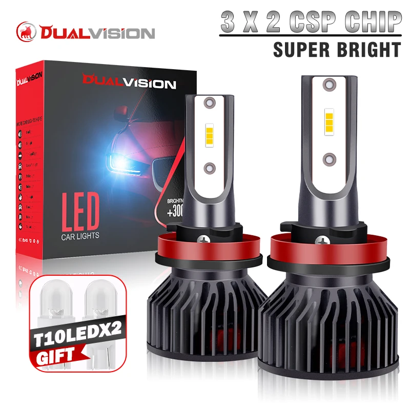 

H7 LED Light H4 H1 H11 Автомобильная лампа для фар H7 H8 H9 9005 HB3 9006 HB4 Светодиодные противотуманные фары автомобиля 3000K 4300K 6000K 8000K CSP Чипы 12V