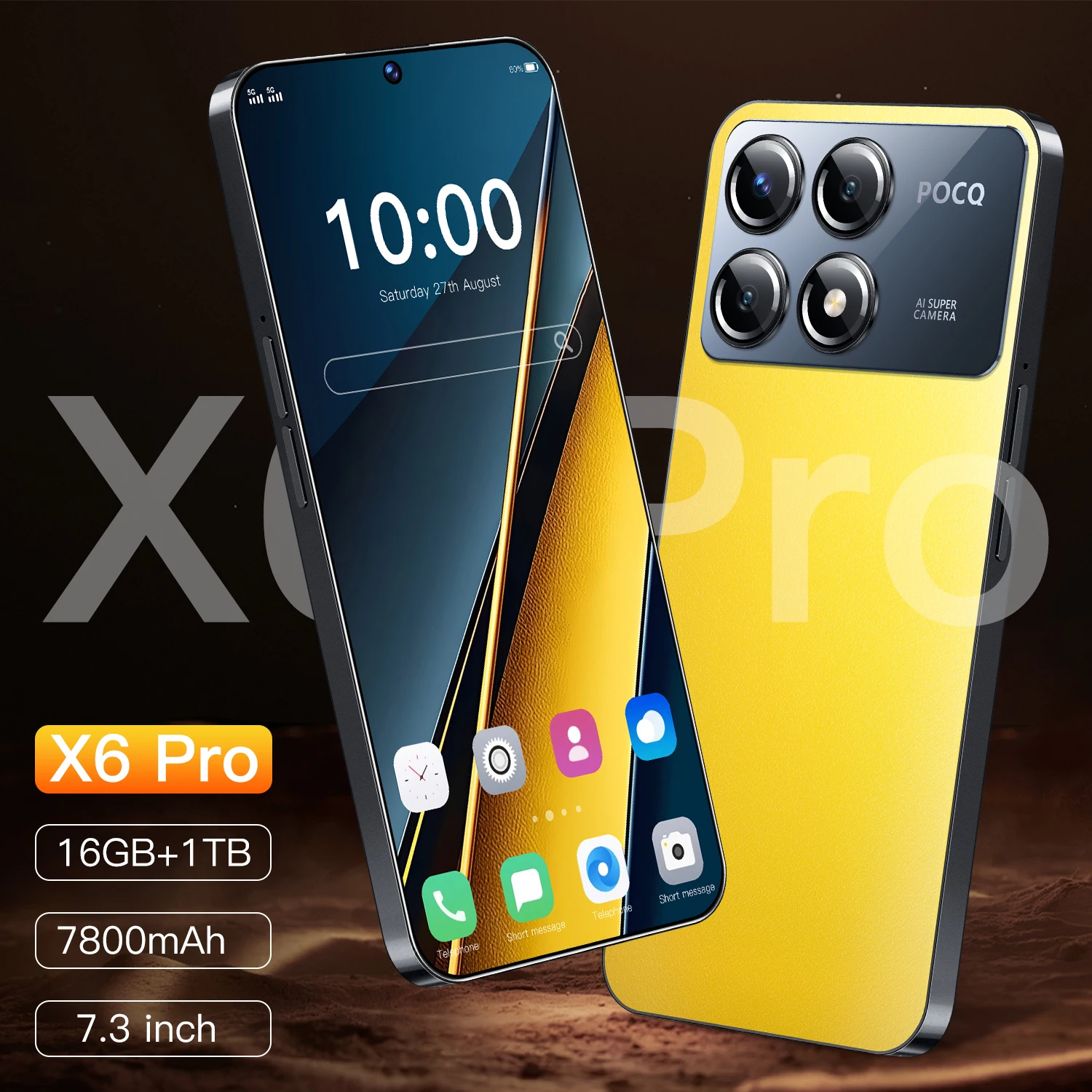 

2025 NEW Mobile Phone X6 Pro 7.3 HD Screen SmartPhone 16G+1T 5G Dual Sim Celulares Android Unlocked 108MP 7800mAh Cell Phone