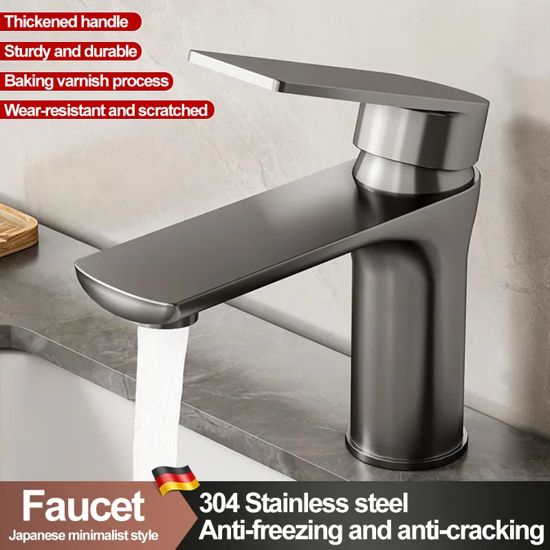 Stainless Steel Faucet, Single Cooling/hot and Cold Universal Type, Suitable for Washbasins, Washbasins, Bathroom Cabinet Basins
