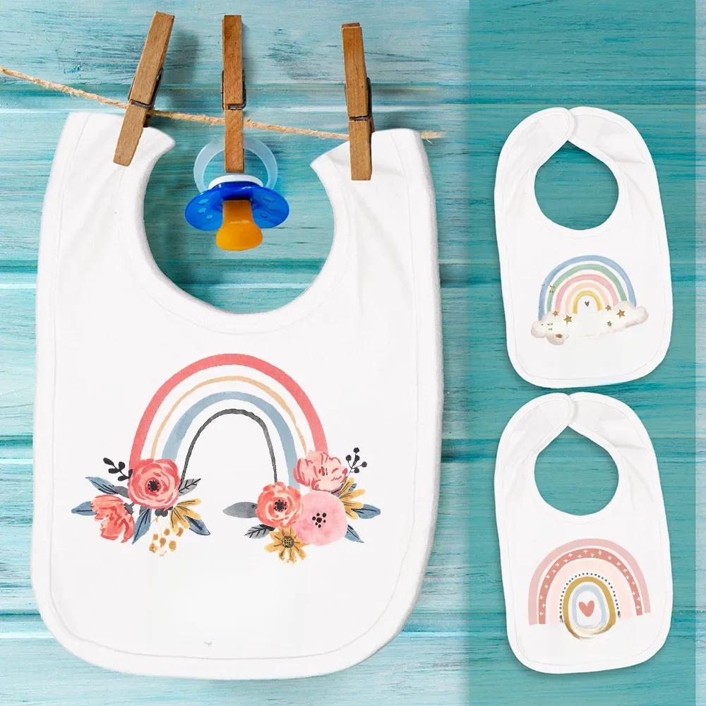 Bavoirs personnalisés pour bébé avec nom personnalisé, imprimé arc-en-ciel, bavoir pour bébé, serviette de salive mignonne pour tout-petits, cadeau de douche pour nouveau-né