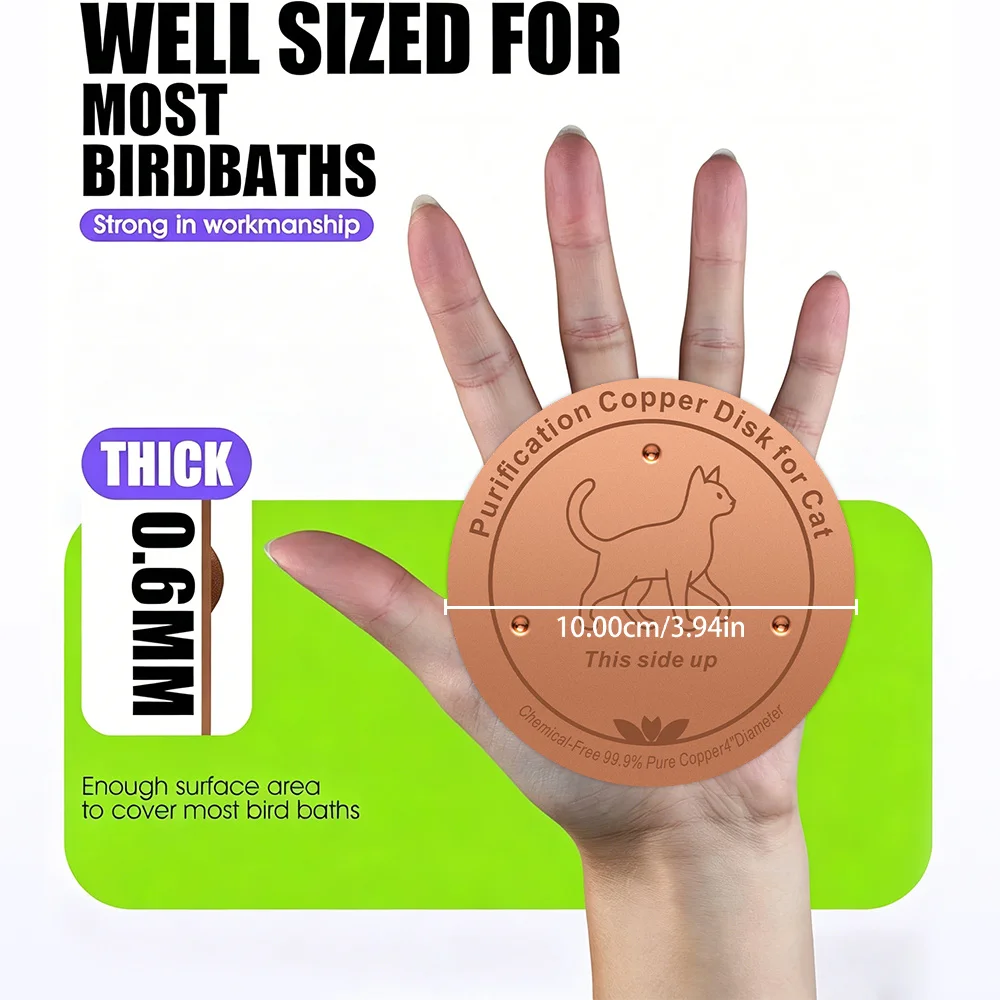 99.99% Pure Copper Water Purification Disc for Cats Birds Dogs Effectively Inhibits Algae Growth And Odors Safe for Small Pets image 3