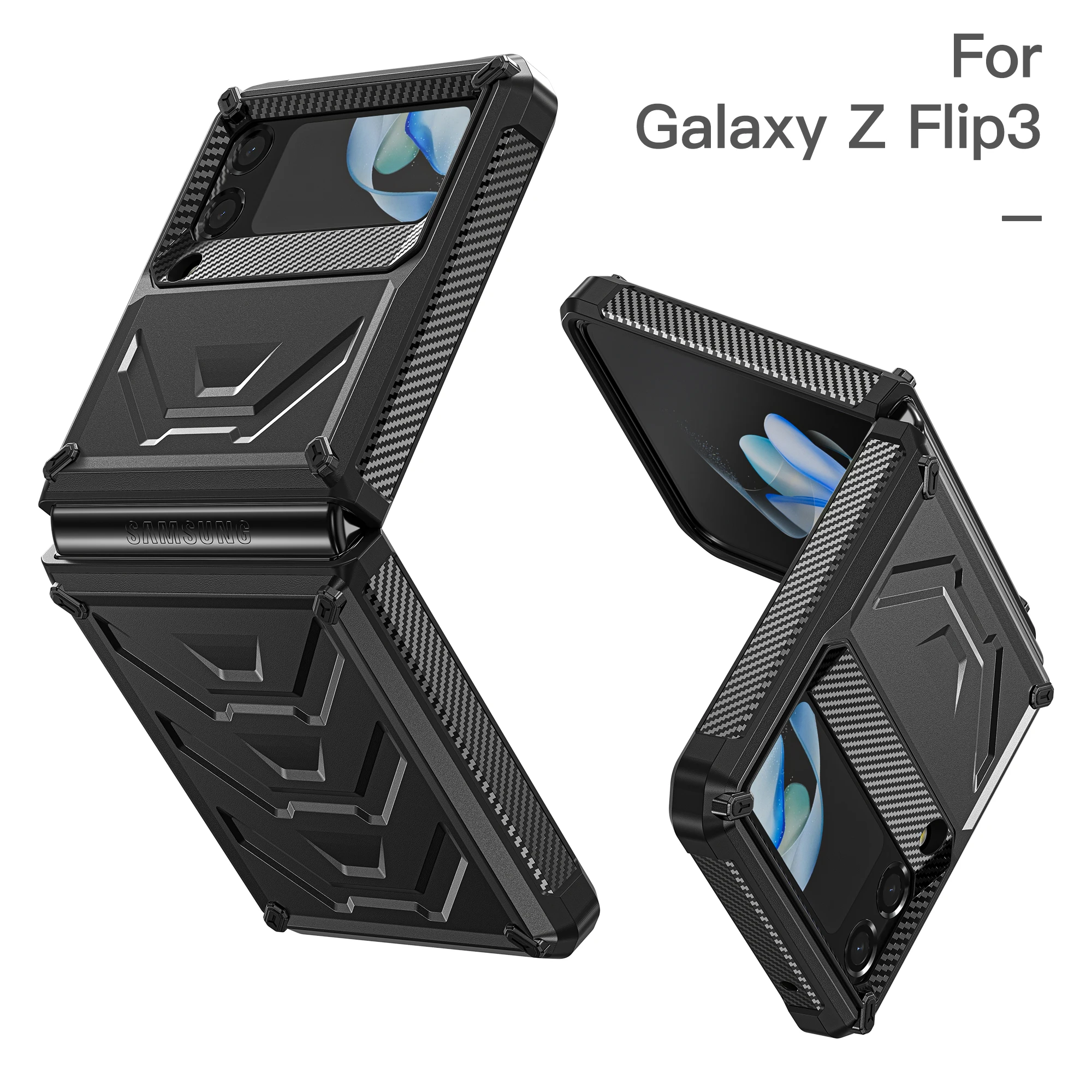 

Capa For Samsung Galaxy Z Fold 3 4 5G Case Slot Front Glass Film Kickstand Hard PC Cover