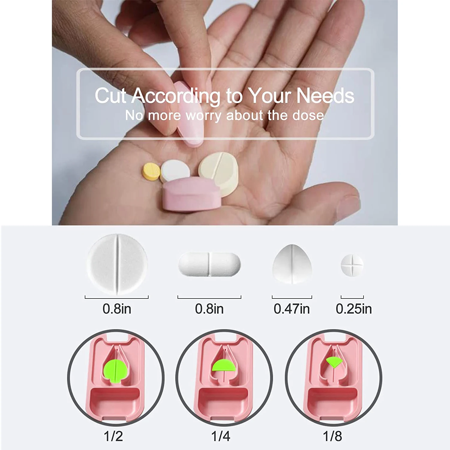 Compact Pill Cutter & Splitter - Perfectly Cut Small & Large Pills Anywhere