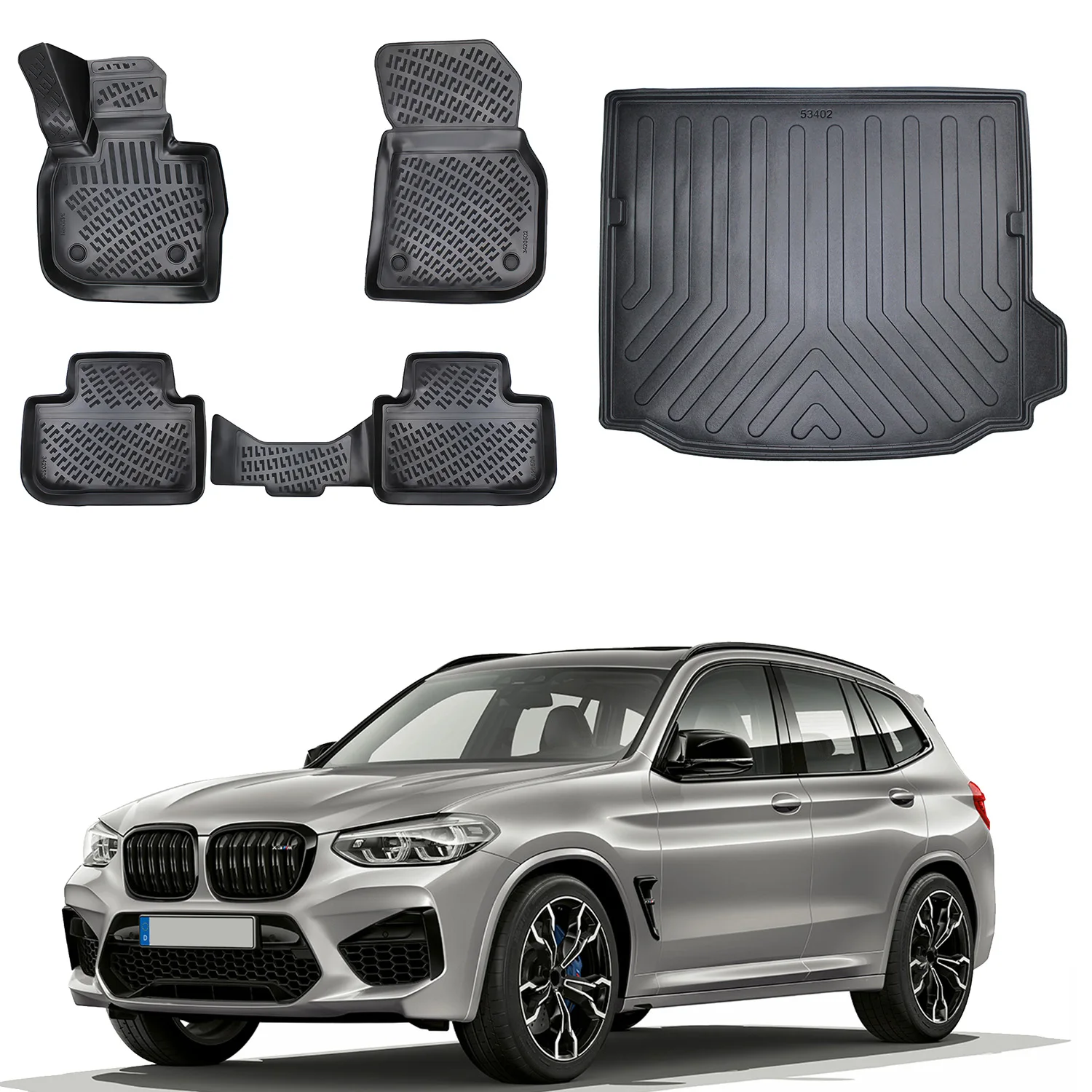 Floor Mats + Cargo Trunk Liner Fits Bmw X3 G01 2017-2024 Set - All Weather Maximum Coverage - Water Resistance