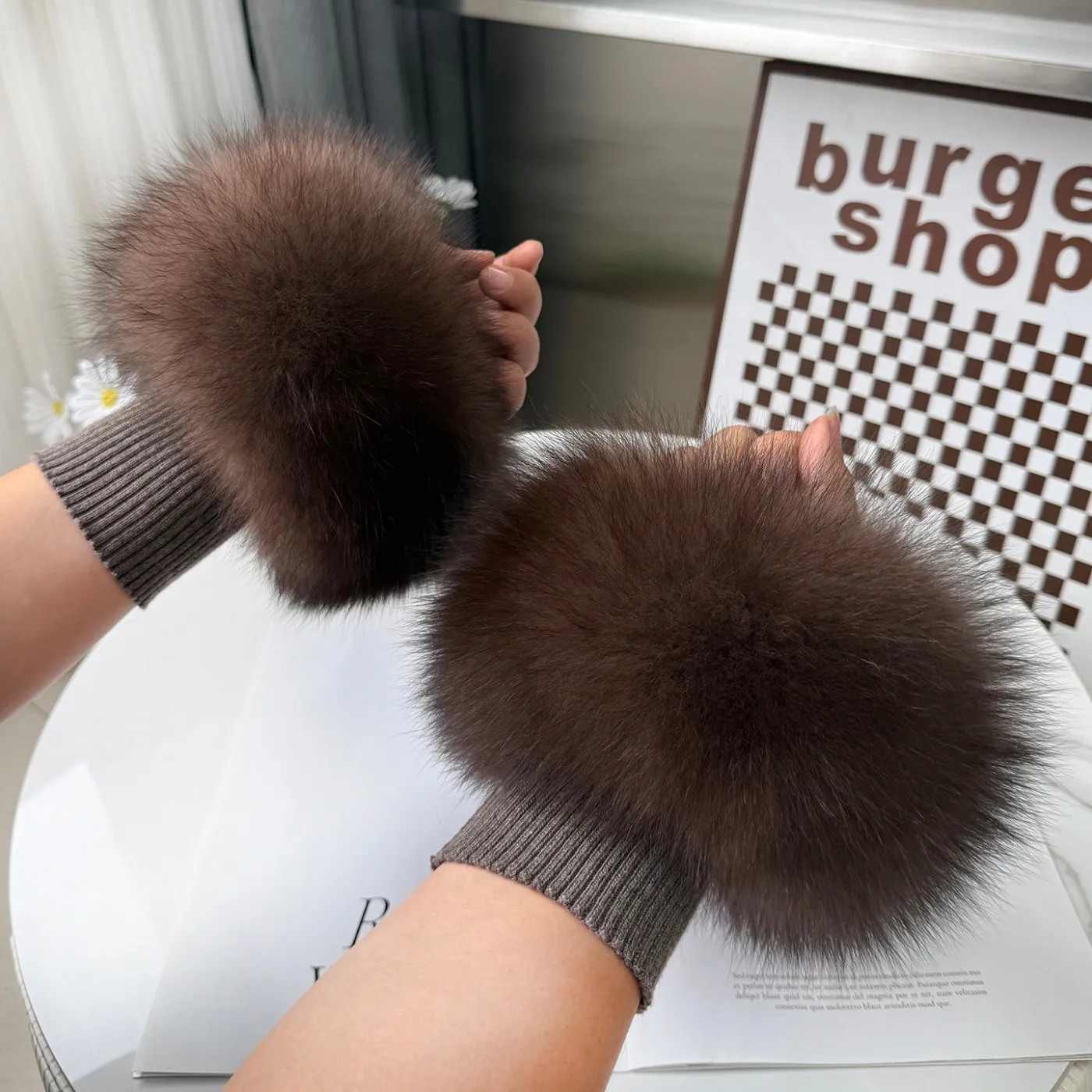 Real Fox Fur Cuff Sleeves Women Genuine Fox Fur Wrist Cuffs  Winter Warm Leg Warmers Plush Arm Cuffs For Coat Sweater Arm Warmer