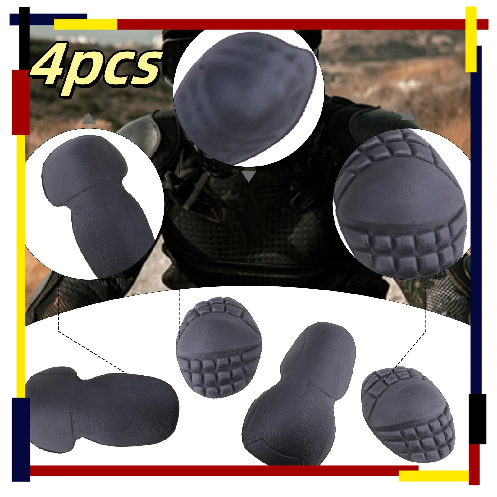 4Pcs Elbow Shoulder Pads Removable Built in Protection for Sports Work Safety Gear Armor Pads