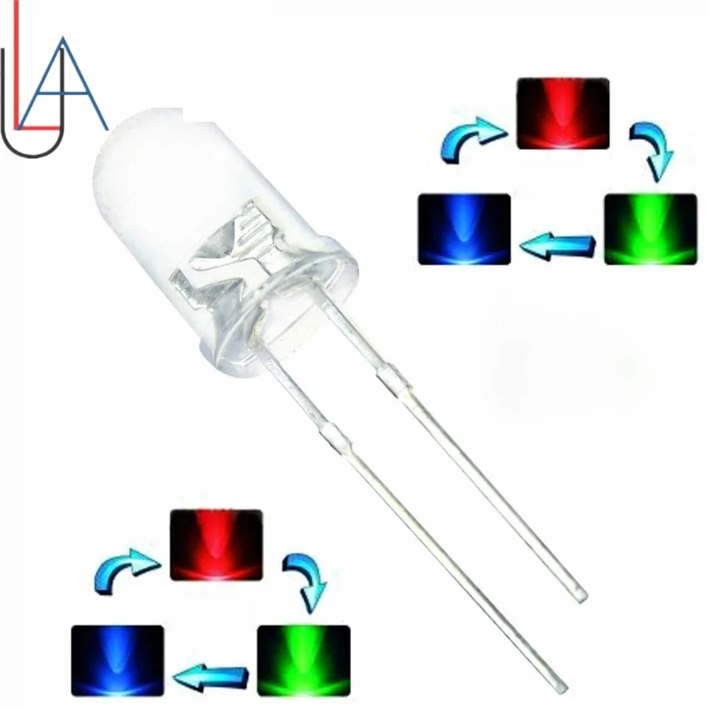 50 pièces/100 pièces/lot F5 5mm F3 3mm rapide/lanc RGB Flash rouge vert bleu arc-en-ciel Multi couleur Diode électroluminescente ronde LED couleur