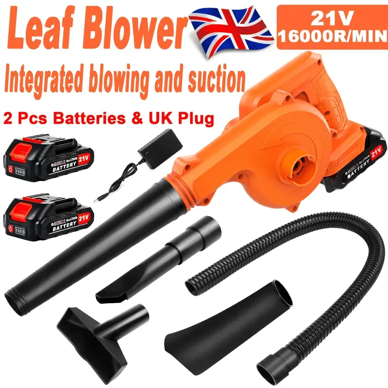 2-in-1 21V Cordless Leaf Blower & Vacuum Cleaner, 20000RPM Motor 120MPH Wind Speed, Compatible with DCB206 DCB181 DCB200 Batteries, Lightweight Electric Blower for Yard Dust Pet Hair Car Cleaning Home Garden Outdoor Use UK New