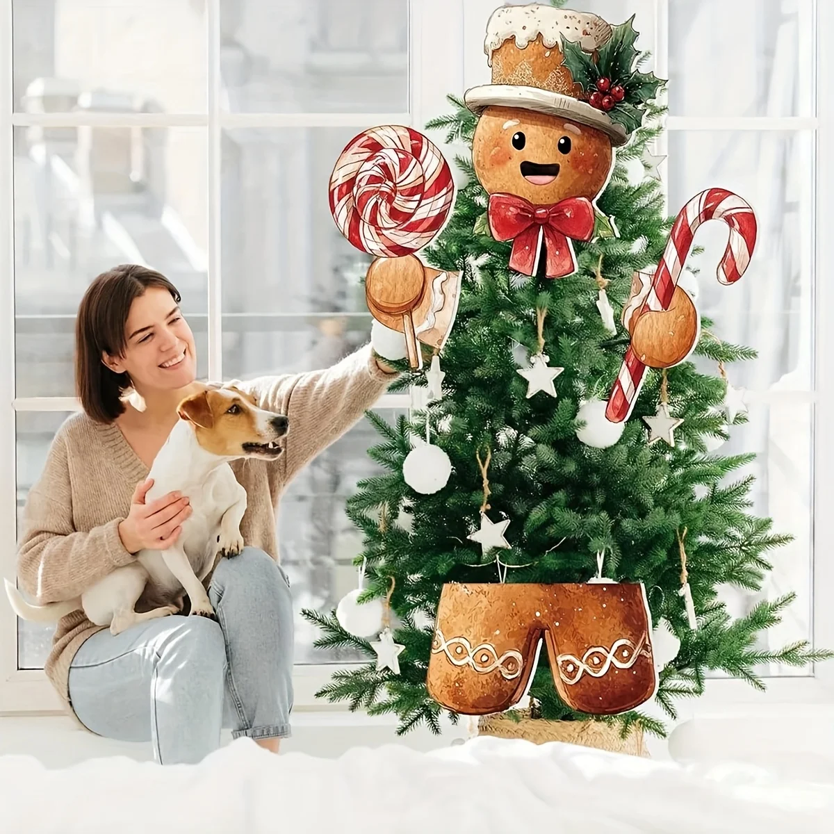 

4 шт. елочные украшения, украшенные милыми пряничными человечками и яркими узорами, подходят для украшения рождественской елки