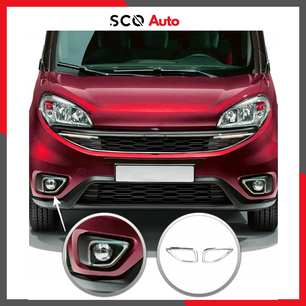 Stainless Steel Fog Light Trim for Fiat Doblo 2015 Beyond Model Years Exterior Accessory for Doblo Modification Tools for Car