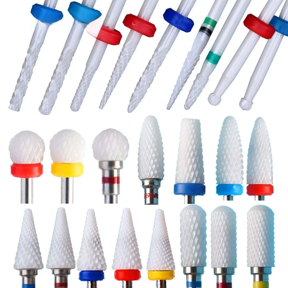 Brocas cerâmicas do prego para o manicure e o pedicure, cortadores bondes, removedor do polonês do
