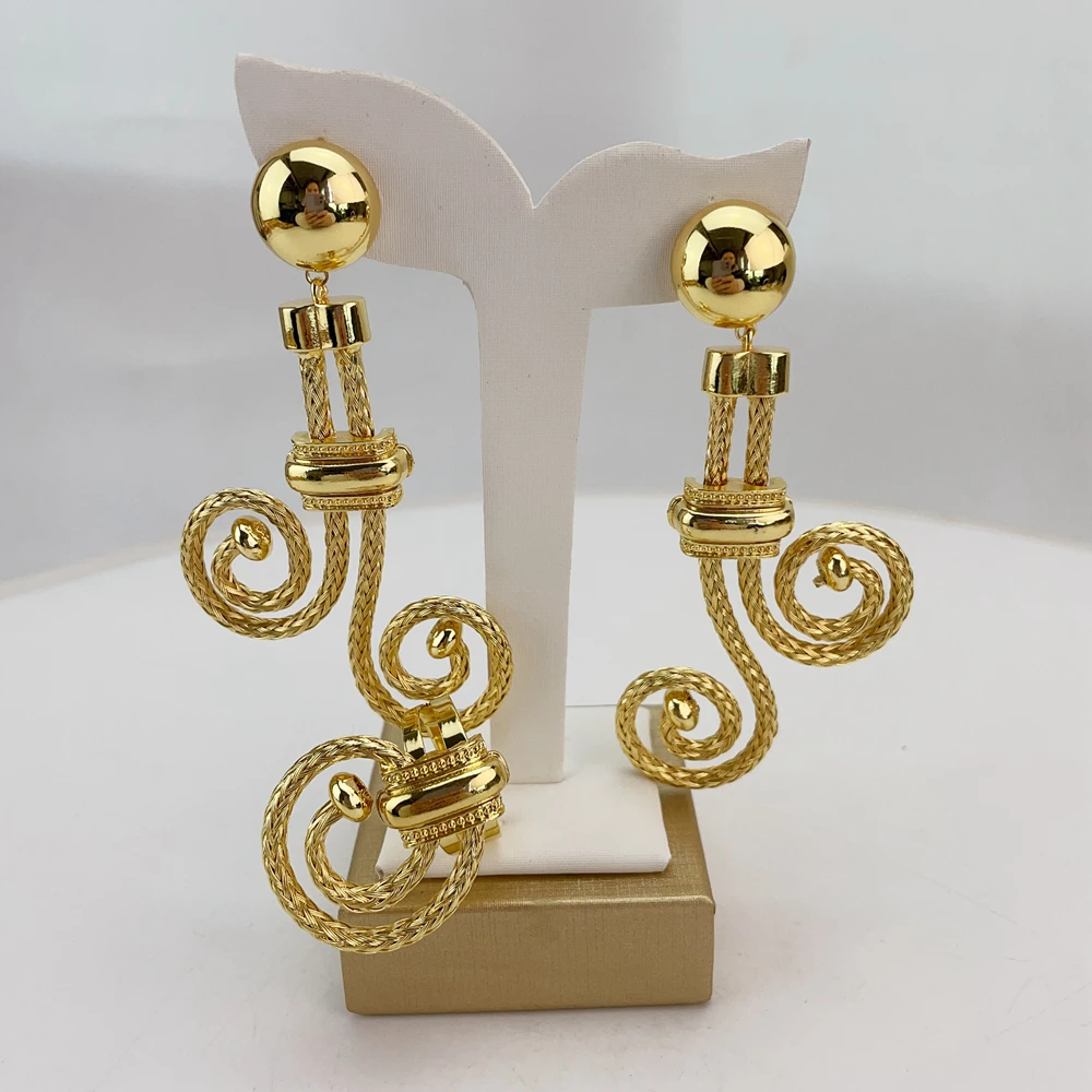 EMMA مجموعات مجوهرات فاخرة برازيلية للنساء دبي مطلية بالذهب الأفريقي اليدوية الزفاف مجموعة الزفاف قلادة جريئة FHK21123