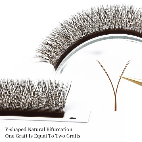 Imagen 2 del producto Extensiones de pestañas JB Jeyelabeau YY, pestañas postizas individuales marrones, extensiones de pestañas suaves, puntas de remolque, abanicos prefabricados naturales de 7-15mm
