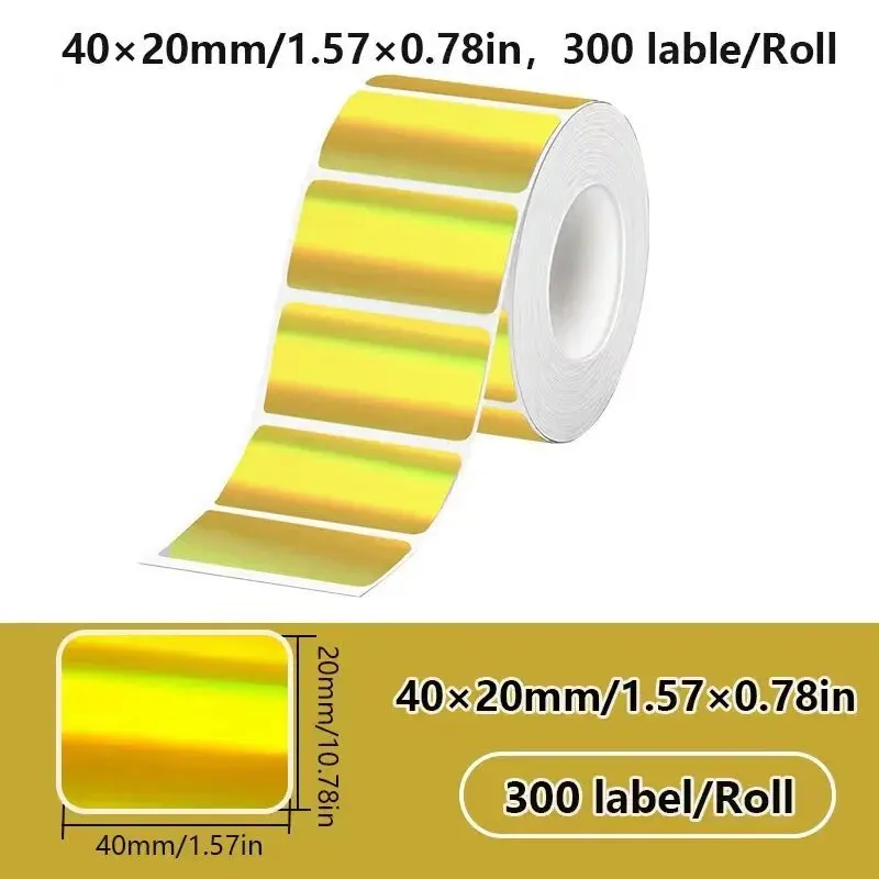 40x20MM Kompatibel mit Phomemo M110 M220 M200 Selbstklebendes Farblaser-Thermopapier, E210 P50 Detong P1 HPRT T20 MAKER