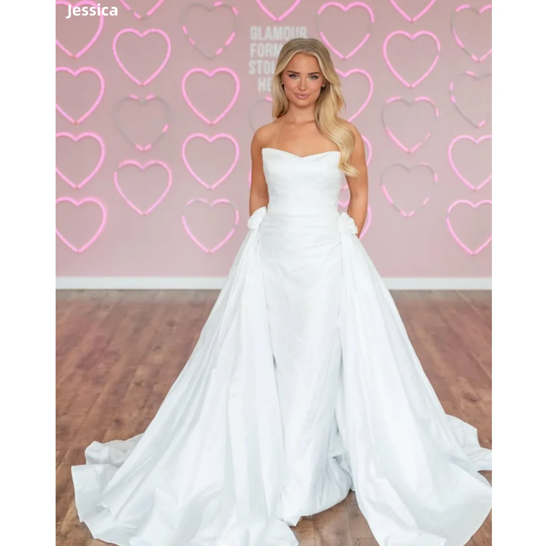 

Jessica Gorgeous White Evening Dresses Slim-fitting Luxurious Satin Prom Dresses Off-shoulder Women Vestidos De Gala Customized