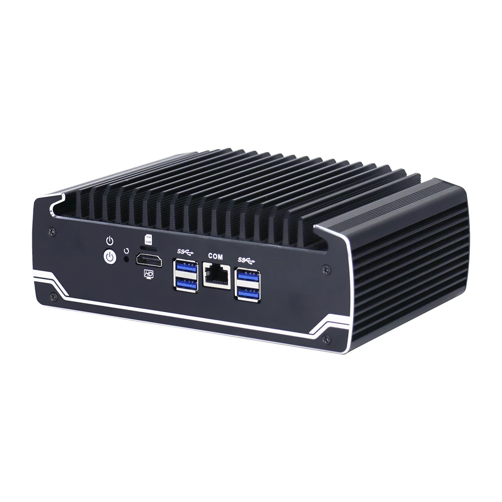 HUNSN Dispositivo de microcortafuegos de Riel Din, Mini PC, RX03a, VPN, enrutador, PC,Sophos xg, AES-NI, ranura SIM, HDMI, COM, 6 x I211 LAN