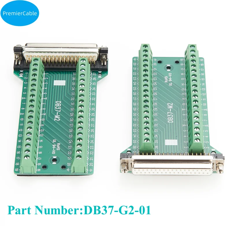 DB37 Female Din Rail Mount Connector D SUB 37Pin to Machining Terminal Block Solderless Screw Breakout Board Signal Module