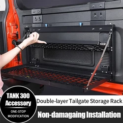 For GWM Tank 300 Tailgate Table Thickened Aluminum Alloy Foldable Trunk Rear Door Shelf Double Layer Storage Rack Car Accessorie