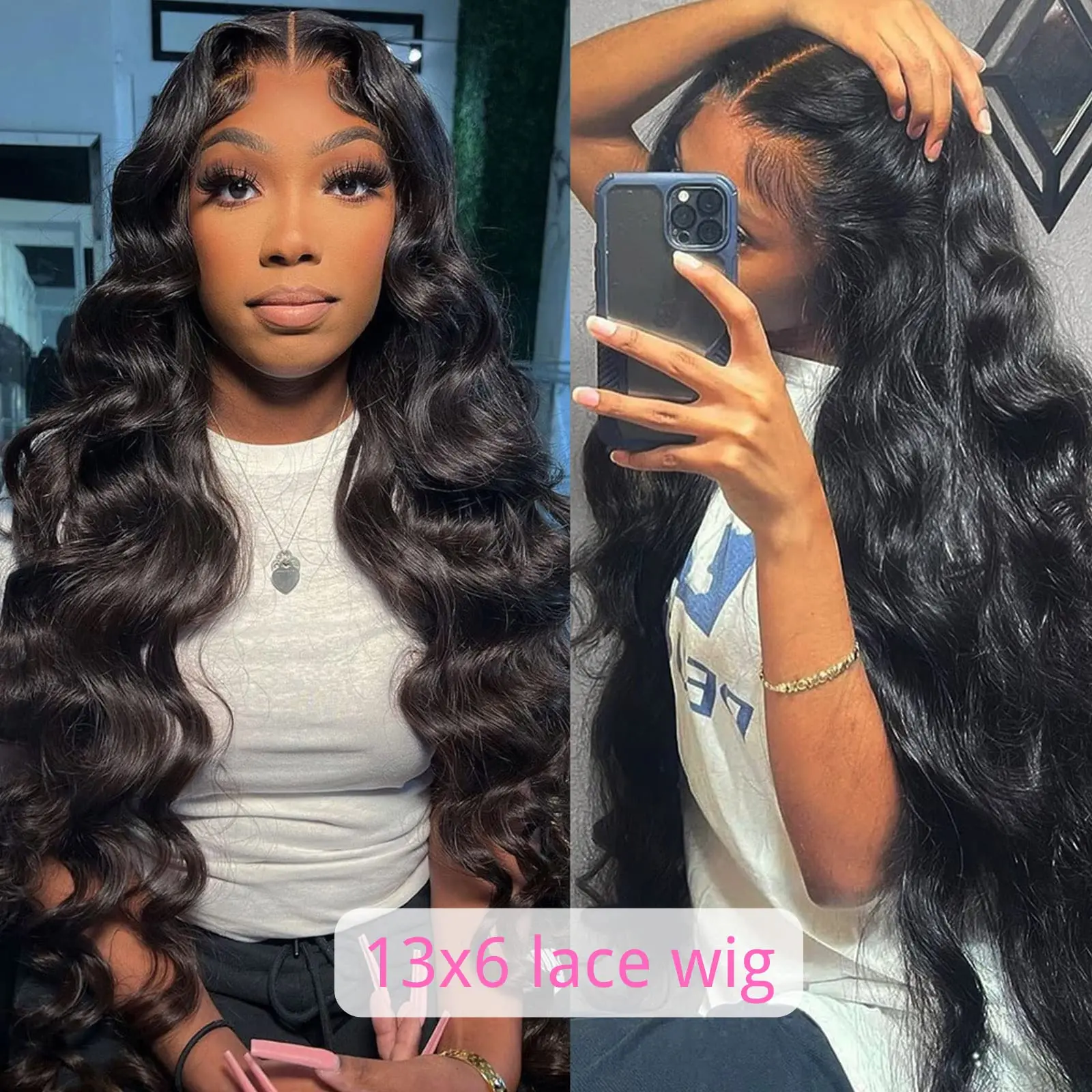 Perruque Lace Front Wig Body Wave naturelle, cheveux humains, 13x6, 24 pouces, pre-plucked, avec baby hair, densité 180, pour femmes