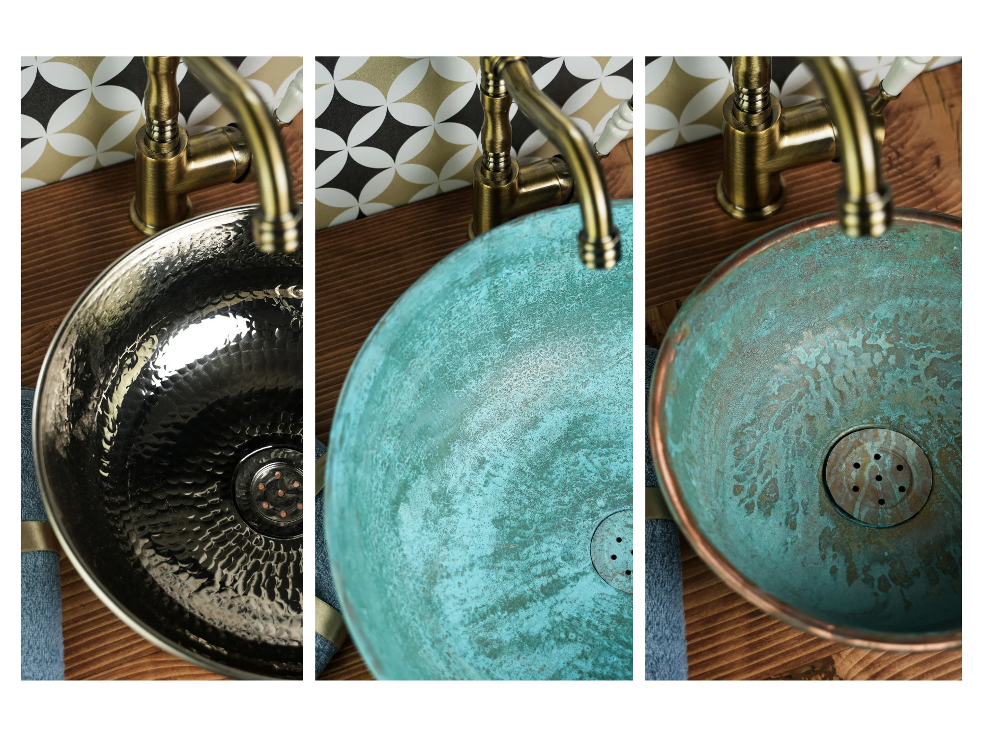 Solid Copper Blue Patina Sink Bathroom| Handmade Copper Sink Kitchen Bowl