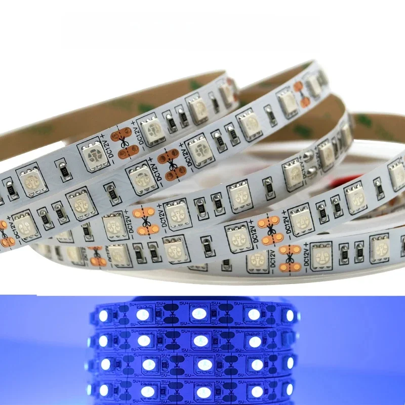 5050 UV 365nm Taśma LED 12V/24V DC 60LEDS/M 1M 2M 3M 4M 5M Wstążka Fioletowa Elastyczna Taśma Ultrafioletowa Do Fluorescencji DJ — zdjęcie 2