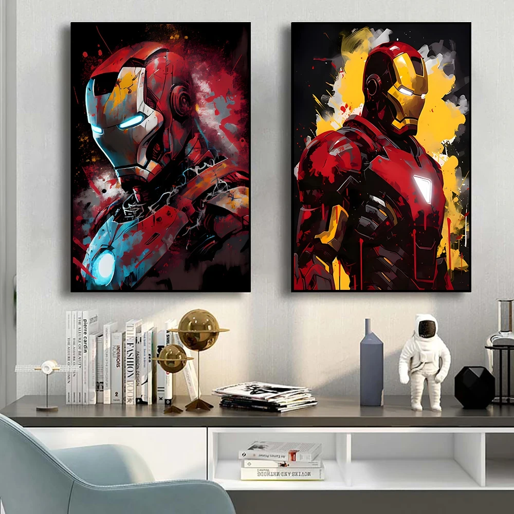 Miniso Marvel Movie Art Poster Anime Spider Man Super Hero Iron Man Canvas Paintings Home Wall Decor Prints And Children's Gifts