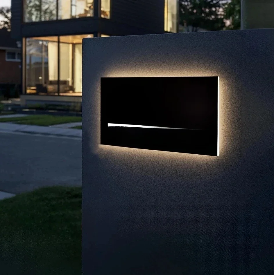 Nowoczesna czcionka Spersonalizowana laserowo wycinana płyta akrylowa Niestandardowe światło LED 3D Znak numeru domu Podświetlana tablica adresowa na zewnątrz — 2