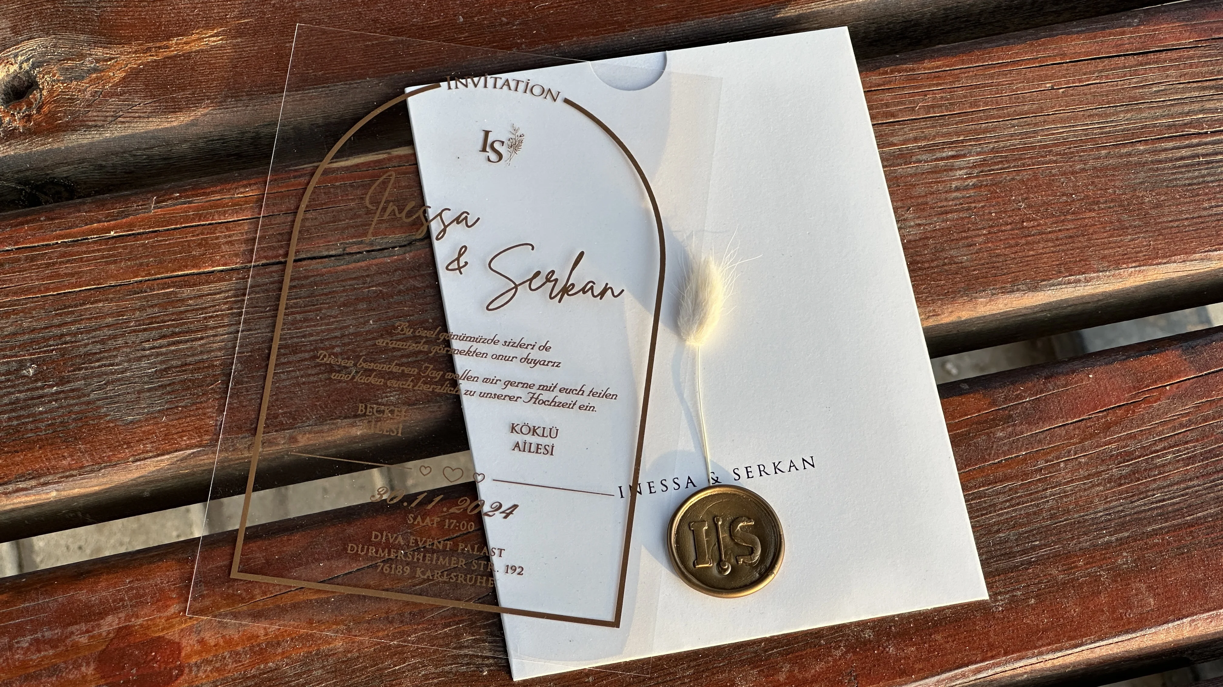 

50 pcs Wedding Invitation, Acrylic Invitations, Acrylic Gold Invitations, Minimalist Design, Clear Acrylic Invitation