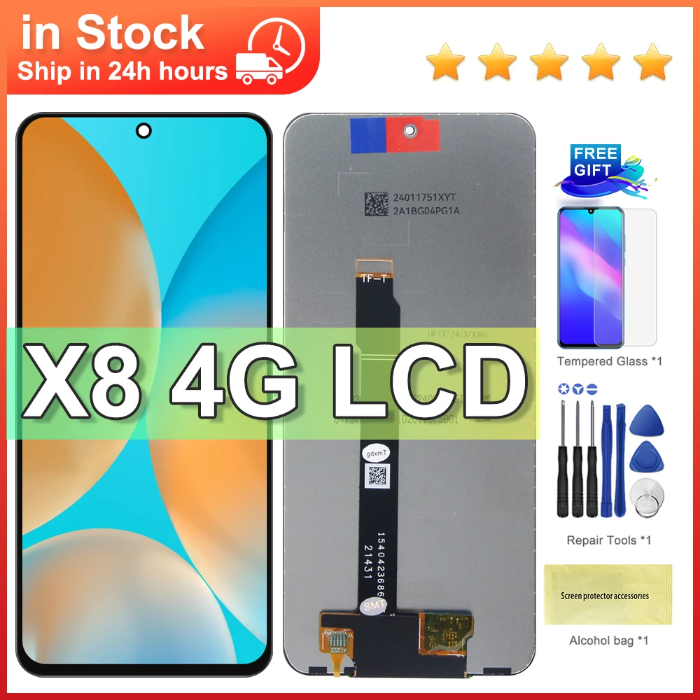 6.7'' For Honor X8 4G LCD Display Touch Screen Digitizer Assembly For Honor X8 2022 TFY LX1 LX2 LX3 Display With Frame